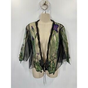 VTG Lee Anderson Sheer Mesh Beaded Appliqué Jacket Fairycore S Coquette
